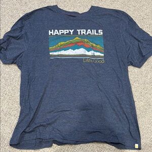 Life Is Good Blue Short Sleeve Tee Happy Trails